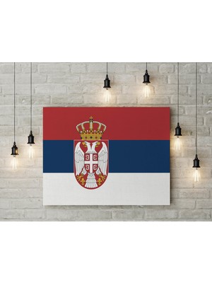 Satürn Design Sırbistan Bayrağı Kanvas Tablo 40 x 55 cm Dekoratif Tablo