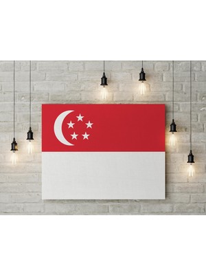 Satürn Design Singapur Bayrağı Kanvas Tablo 40 x 55 cm Dekoratif Tablo