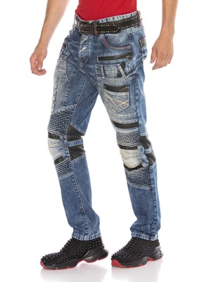 Cipo & Baxx CD637 Rapper Style Regular Fit Deri Detay Yama Kot Pantolon