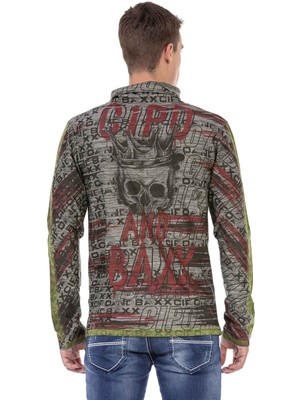 Cipo & Baxx CL468 Şal Yaka Desenli Sweatshirt