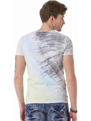 Cipo & Baxx CT684 Kartal Desenli Kurukafa Sarı Tişört