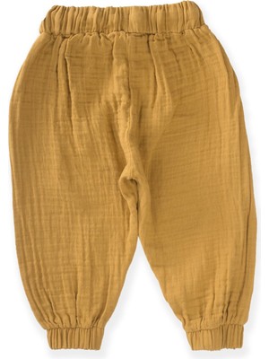 Cigit Geniş Kesim Müslin Harlem Pantolon 1-8 Yaş Hardal Sarı