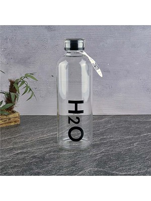 Borosilikat Cam Matara Siyah H2O Desenli 1litre
