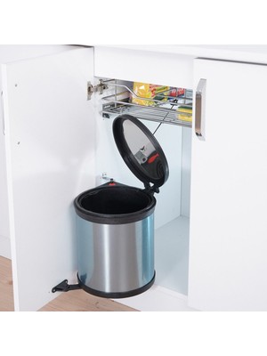 Dolap içi çöp kovası dolap içi kapağa monte 11 Litre Mutfak Tezgah Altı Paslanmaz Çelik Otomatik deltaaks çöp kovası