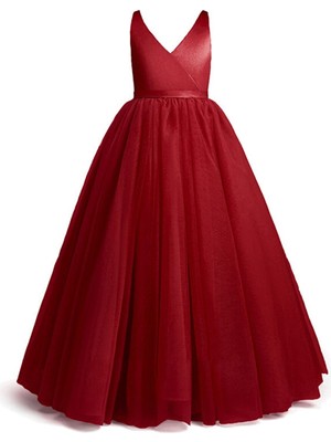 Nsmkidslife Kız Çocuk Kırmızı Doğum Günü Parti Balo Mezuniyet Elbise