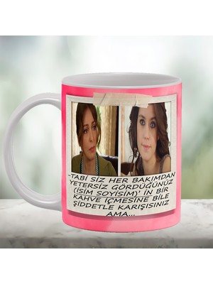 Remonz Aşk-I Memnu Serisi  Kişiye Özel Bihter Matmazel Kahve Baskılı Porselen Kupa