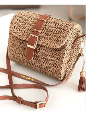 Angel Çanta Aksesuar Taba Renk Nilcehobi Gerçek Deri Çanta Seti Light Gold Metalli