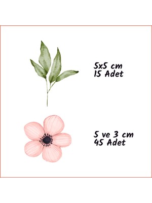 Odak Reklam Sulu Boya Çiçek ve Yaprak Desen Odası Duvar Sticker