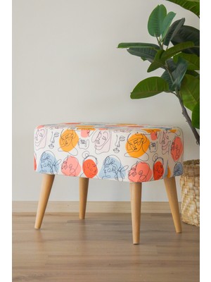 Semya Home Iskandinav Desenli Retro Ahşap Puf & Bench