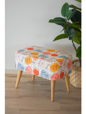 Semya Home Iskandinav Desenli Retro Ahşap Puf & Bench