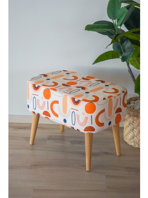 Semya Home Iskandinav Desenli Retro Ahşap Puf & Bench