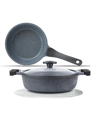 Thermoad Granit Döküm Graneu Model 26 cm K.yarık ve 26 cm Tava/ Gri