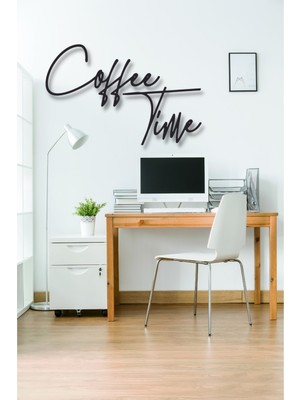 Nt Handmade Siyah Ahşap Coffee Time Kahve Zamanı Duvar Süsü Yazısı - Mutfak Cafe Için Duvar Dekoru 45X30 cm Tablo