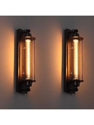 Sld Amerikan Retro Led E27 Endüstriyel Stil Dekorasyon Duvar Lambası Başucu Fuaye Çalışma Balkon Koridor Kahve Dükkanı Restoran Duvar Lambası (Ampul Olmadan) (Siyah) (Yurt Dışından)