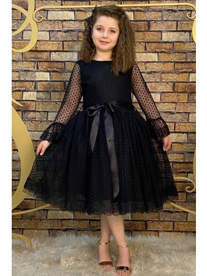 Abiye Kids Siyah Prenses Model Çocuk Abiye Özel Olaylar İçin Şık ve Zarif Tasarım