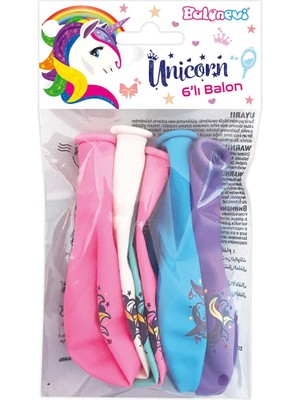 Bravo Helyuma Uyumlu Unicorn Baskılı Balon Unicorn Temalı Doğum Günü Balonu 12 Inch 6 Adet