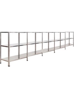 Galvaniz Raf Galvanizraf® 3 Katlı 5 Li Bitişik Galvaniz Çelik Raf Arşiv Rafı Depo Rafı Kiler Rafı 31X75X100