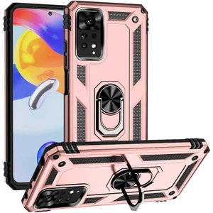 Xiaomi Redmi Note 11 Global Kılıf Vega Sert Silikon Tank Standlı Yüzüklü Mıknatıslı Bronz