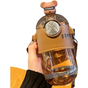 630ML Çocuk Plastik Taşınabilir Su Şişesi - Kahverengi (Yurt Dışından)