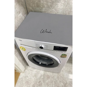 Gri Wash Nakış Işlemeli Çamaşır Makina Örtüsü