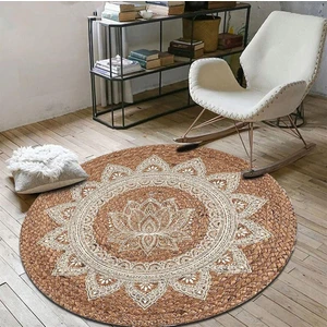 Bonny Home Jüt Yuvarlak Hasır Halı Yolluk Salon Oda Mutfak Halısı KS-1014