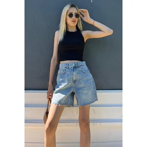 Mavi Yüksek Bel Regular Fit Basic Kot Şort MG1520