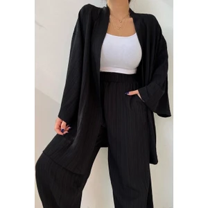 Kadın Gofre Kimono Alt-Üst Takım