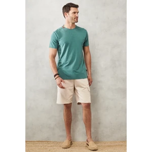 Altınyıldız Classics Erkek Yeşil Slim Fit Dar Kesim Bisiklet Yaka Pamuklu Tişört