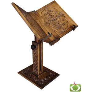 Mini Asansörlü Ahşap Rahle - Selçuklu Motif -Ahşap Yer Rahlesi