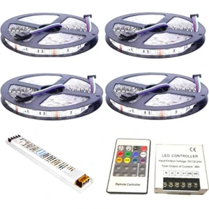20 Metre Iç Rgb Şerit LED Ultra Slim Trafo Ve Kumanda 3 Çip 5050 Double Pcb 20 mt Iç Set