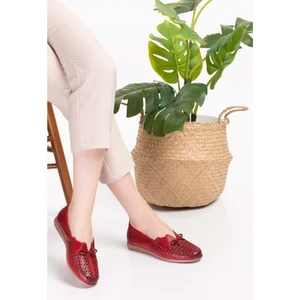 Hakiki Deri Ortopedik Taban Günlük Ayakkabı   ESFA.2605 - Kırmızı - 37