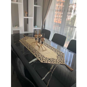 Nurhan Home Selçuklu Modeli Gold Renk Masa Örtüsü Runner