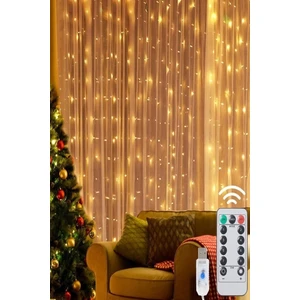 Technojet 3 x 2 Metre 200 Ledli Peri Telli Perde LED Işık Kumandalı Usb'li 8 Animasyonlu Günışığı