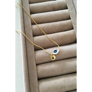 His Takı Gold Ince Italyan Zincir Göz Uçlu Harf Detaylı Kolye