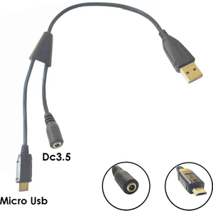 Mavi Ay Bilişim USB Erkek To Micro USB Erkek Dc3.5 Dişi Kablo 25 cm