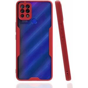 Tecno Pova Kılıf Kamera Korumalı Colorful Kapak - Kırmızı