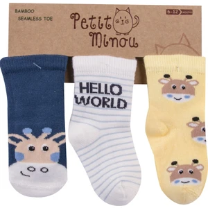Petit Minou Erkek Bebek 3lü Hello World Soket Çorap
