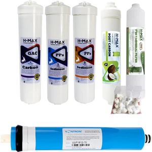 H-MAX Reverse Osmosis System Vontron Membranlı Çift Sediment 6'lı Kapalı Kasa Cihazlarla Uyumlu Filtre Seti