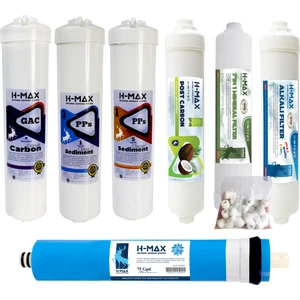 H-MAX Reverse Osmosis System 7'li Kapalı Kasa Filtre Seti 75 Gpd Membranlı Tüm Kapalı Kasa Cihazlarına Uyumlu