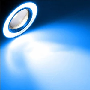 89 mm Buz Mavi Ice Blue Mercekli Angel LED Halkalı Sis Far Metal Gövde