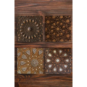 Doğal Taş Bardak Altlığı 4'lü Set - Geometrik Desenler