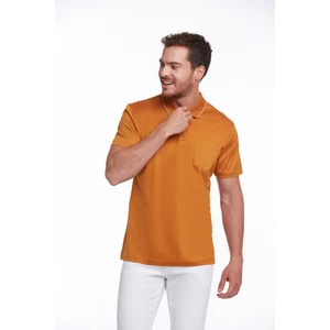 Erkek Turuncu Regular Fit Merserize %100 Pamuk Basic Polo Yaka Tişört