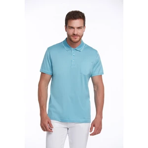 Erkek Turkuaz Regular Fit Merserize %100 Pamuk Basic Polo Yaka Tişört