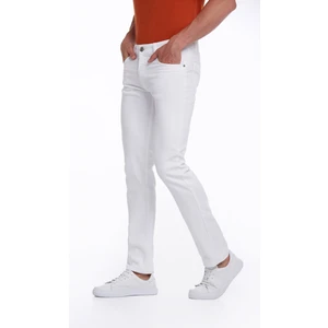 Erkek Beyaz Regular Fit Yüksek Bel Düz Paça Basic Kot Pantolon