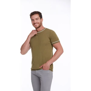Erkek Yeşil Slim Fit Basic Bisiklet Yaka Triko Tişört