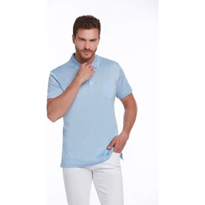 Erkek Mavi Regular Fit Merserize %100 Pamuk Basic Polo Yaka Tişört