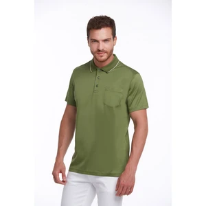 Erkek Yeşil Regular Fit Merserize %100 Pamuk Basic Polo Yaka Tişört