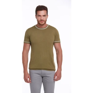 Erkek Yeşil Slim Fit Basic Bisiklet Yaka Triko Tişört