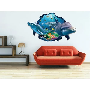 Crystal Kids Ev Dekorasyonu Deniz ve Yunuslar 3 Boyutlu Çizim Pvc Sticker