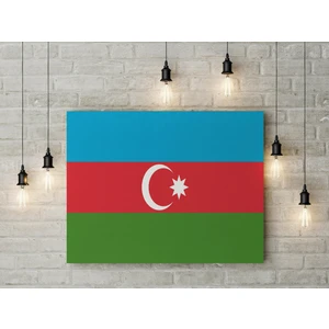 Satürn Design Azerbaycan Bayrağı Kanvas Tablo 40 x 55 cm Dekoratif Tablo